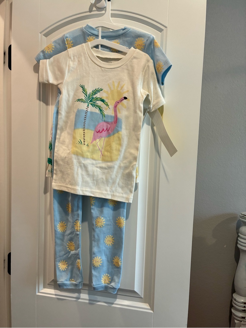 Carter's White Flamingo Tee with Light Blue Sun Pajama Set